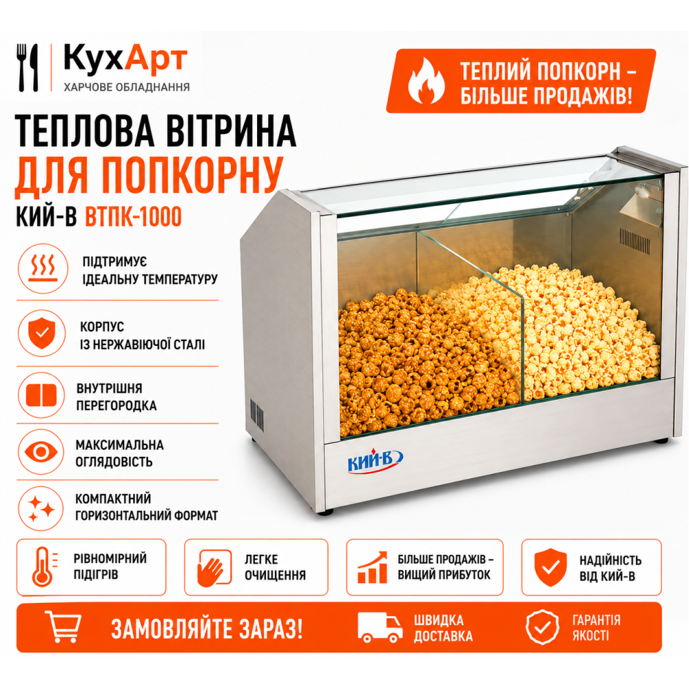 Теплова вітрина для попкорну Кий-В ВТПК-1000