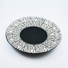 Тарелка круглая  матово-глянцевая с рисунком "белый бамбук" 10" (25,4см)